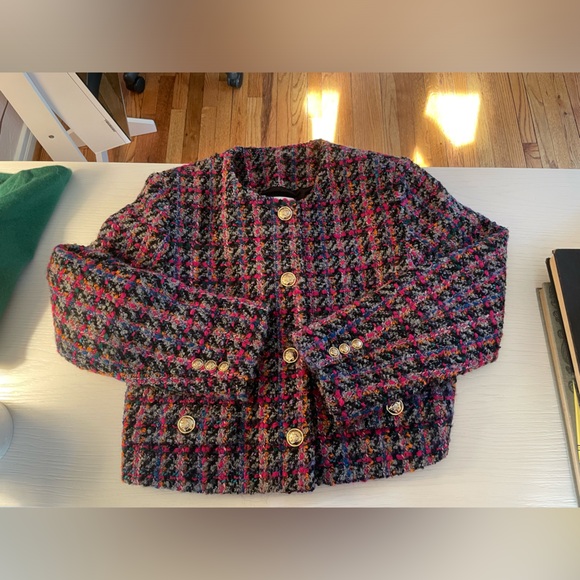 Sandro Buckle Tweed Cropped Jacket S(34) - Picture 5 of 11